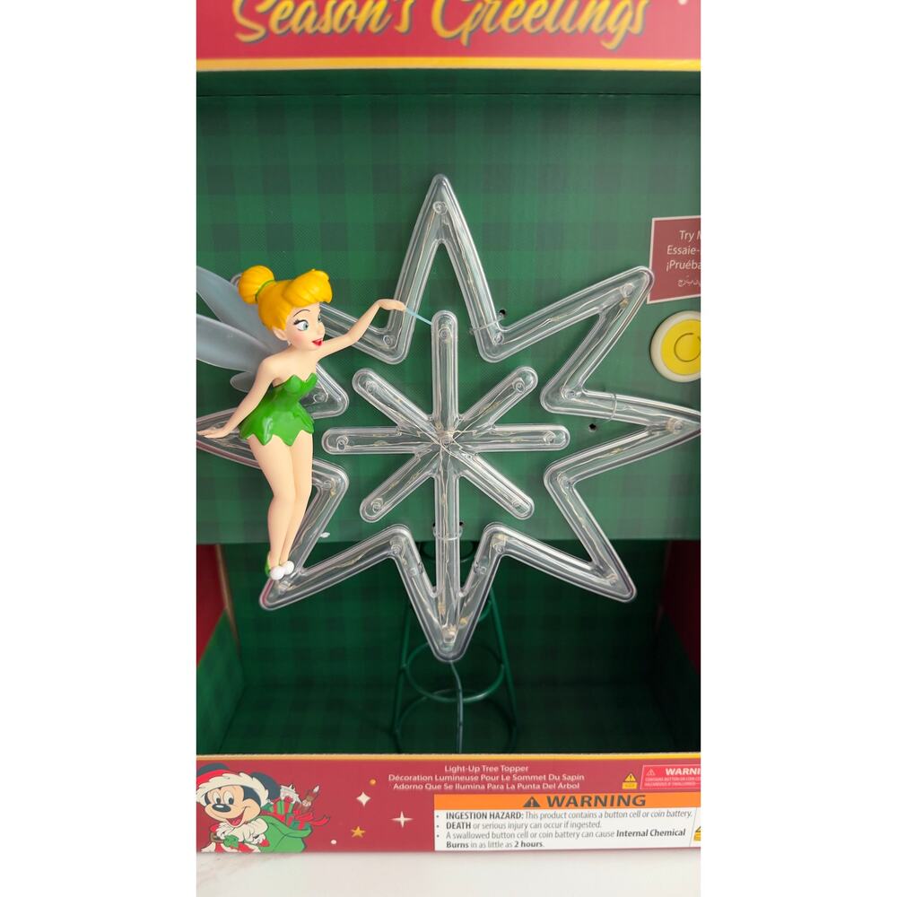 Disney Tinker Bell Light-Up Tree Topper Peter Pan Christmas Wishing Star NEW - Picture 3 of 7